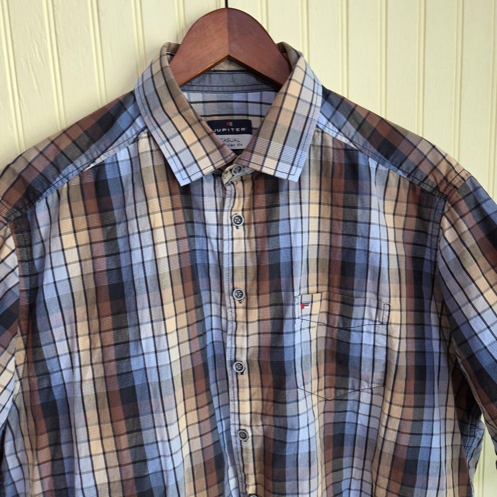 Jupiter Shirt Mens 2XL Multicolor Plaid Short Sleeve Button Front Casual